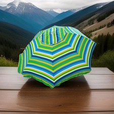 Grande Ombrellone Battigia Mare Medie Dimensioni Standard Cotone Blu Verde Giall