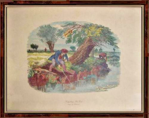 Vecchia stampa inglese pesca - vecchia,