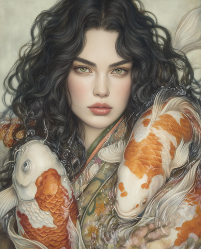 Donna dai capelli - scuri, che