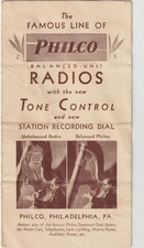 Philco Radio New Tone Control