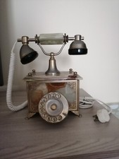 Telefono Vintage in Onice con Marmo e Placcato ORO