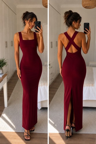 Maxi abito zara bordeaux - abito,