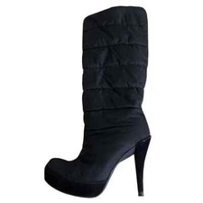 Pedro Garcia – EU/38 – Stivali con tacco in tessuto imbottito e scamosciato nero