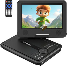 Lettore DVD Portatile 9,5'' Con Schermo HD Ruotabile 7,5'', Batteria 4-6 Ore, Su