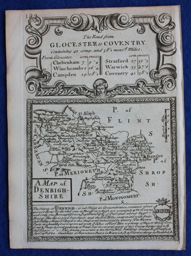 Denbighshire galles mappa - denbighshire,,