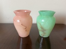 2 vasetti in alabastro rosa e verde