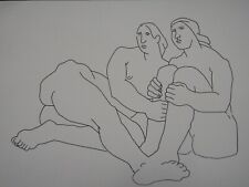 Linea penna e inchiostro nudi astratti due donne disegno dopo Henry Moore