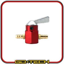 RUBINETTO BENZINA IN LINEA TUBO 6mm ROSSO Manuale UNIVERSALE MOTO SCOOTER KART