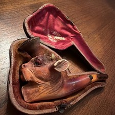 Pipa antica toro intagliato