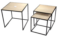 TRIS SET 3 TAVOLI TAVOLINI SALOTTO LEGNO METALLO MODERNO CLASSICO 40/35/30 cm