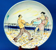 Mario Cortiello Piatto ceramica coppia danzante Napoli 1900 XX scuola Vietri