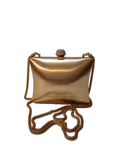 Pochette vintage Rodo custodia rigida oro tracolla rettangolare chiusura strass