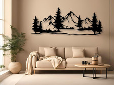 Montagne Decorazione in Legno, Murale in Legno, Decorazione Da Parete in Nero Or