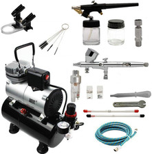 - Kit Compressore Aerografo Professionale Completo, Sistema per Aerografia Con 2