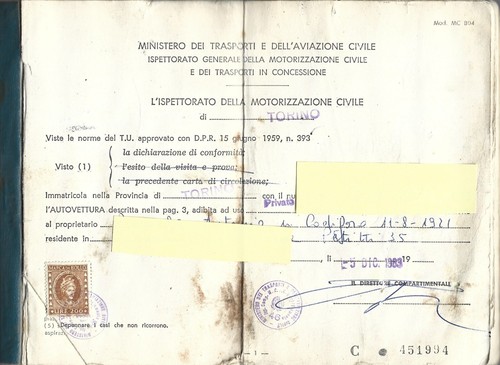 Libretto carta circolazione - libretto, di