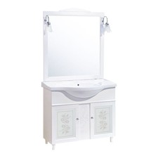 Mobile Bagno 105 cm da terra Composizione con Lavabo Specchio e Applique