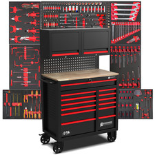Carrello Con Strumento Vagone Attrezzi Riempito Cassetta Attrezzi 11 Cassetti