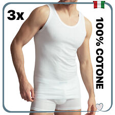Set 3 Canotta Intima da Uomo Spalla Larga COTONE 100% Canottiera Intimo Vogatore
