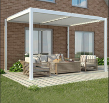 PERGOLA BIOCLIMATICA GAZEBO PERGOLATO 3x3 MT ALLUMINIO LAMELLE GIARDINO BIANCA