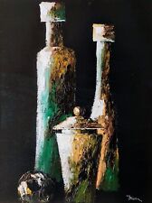 Dipinto olio su tavoletta " Bottiglie "