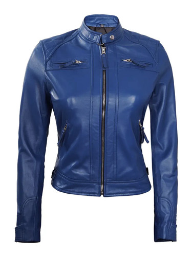 Giacca motociclista donna blu - giacca,