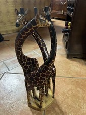 Giraffe Scultura Legno Africa etnico vintage Giraffe Altezza 47 Cm