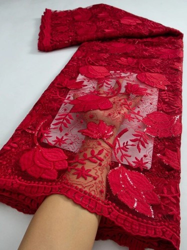 Tessuto pizzo africano - , rosso