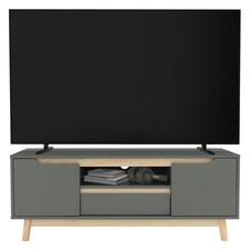 Tavolino TV in legno fino a 55'' pino verde-naturale mobile 120x40cm armadietto