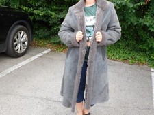 Cappotto Montone Donna Original Shearling Blu-Grigio Taglia 42 Norrkoping 