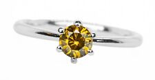 18 kt white gold ring with orange - yellow diamond 0.50 ct. + ALGT certified