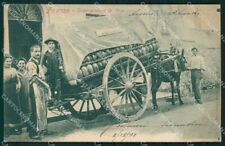 Firenze Città Carro Scaricamento Vino Fiasco cartolina WX0760