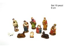 Set 10 Pezzi Natività Pastori Presepe In Resina 9cm Decoro Natale dfh