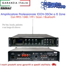 Amplificatore Professionale 100V-350W a 6 Zone Con MP3/DAB/FM/Scan/Bluetooth