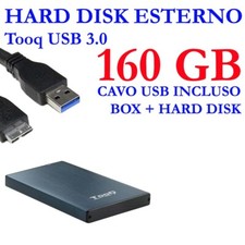 HDD HARD DISK ESTERNO 160GB 2,5" USB 3.0 2527PB VIDEO MUSICA FOTO ACQUA MARINA