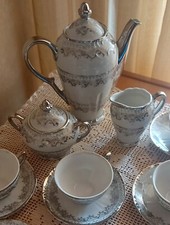 Servizio Caffè ×6 Porcellana Bavaria  Salvream Antico  argento 