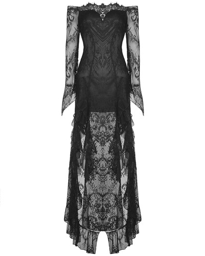 Abito maxi merletto nero - abito,