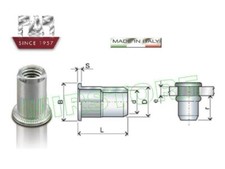 50 INSERTI (RIVETTI) FILETTATI