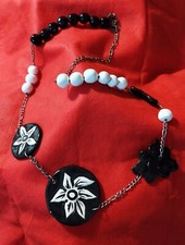 Lunga collana ceramica - , bianca