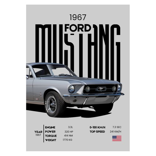 Poster classico ford - classico, mustang