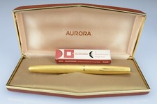 Aurora 98 Laminata Brushed-Oro Cartucce Nib "F" Oro 14Kt-585 Made in Italy 1970s