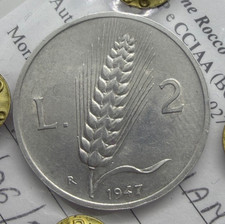 RARA 2 Lire Spiga 1947