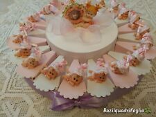 TORTA BOMBONIERA BATTESIMO BIMBA DA 20 FETTE CON PUPETTE DELLA BUONA NOTTE