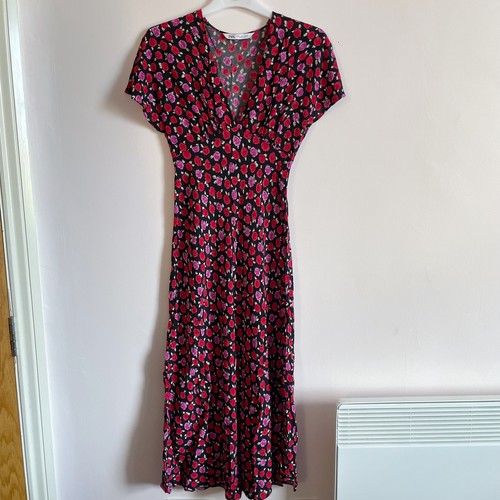 Abito midi zara rose stampa - abito,
