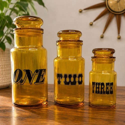 Vintage amber glass canister - vintage,