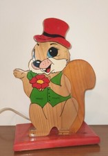 Lampada Abat Jour Da Comodino Tavolo Vintage In Legno Anni '90