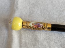 ANTICO BASTONE DA PASSEGGIO ASTA IN LEGNO SCURO MINIATURIZZATO DIPINTO A MANO