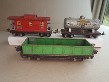 Vintage O Gauge Lionel Train 654 Sunoco Tank 657 Caboose 812 Gondola Work GD - (Leggi)