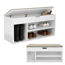 Scarpiera Panca Ingresso con Seduta Imbottita Contenitore e Mensole Slim