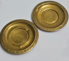 Coppia Piatti Parete Piccoli Ottone Antichi Decorativi Vintage Appendi Muro