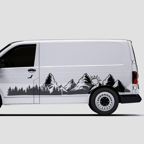Adesivo auto montagne alberi